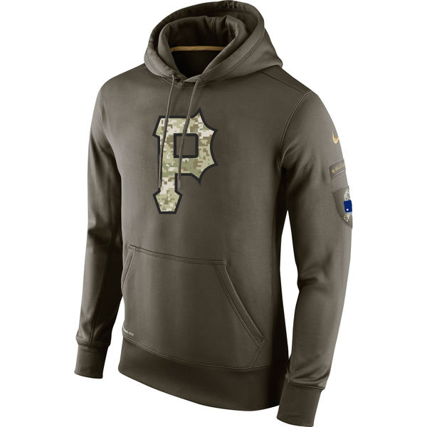 MLB Men Pittsburgh Pirates Nike Olive Salute To Service KO Performance Hoodie Green
